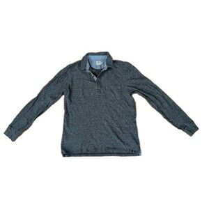 FAHERTY BRAND Men's Long Sleeve Henley Shirt - Size S - Charcoal Gray Stripe